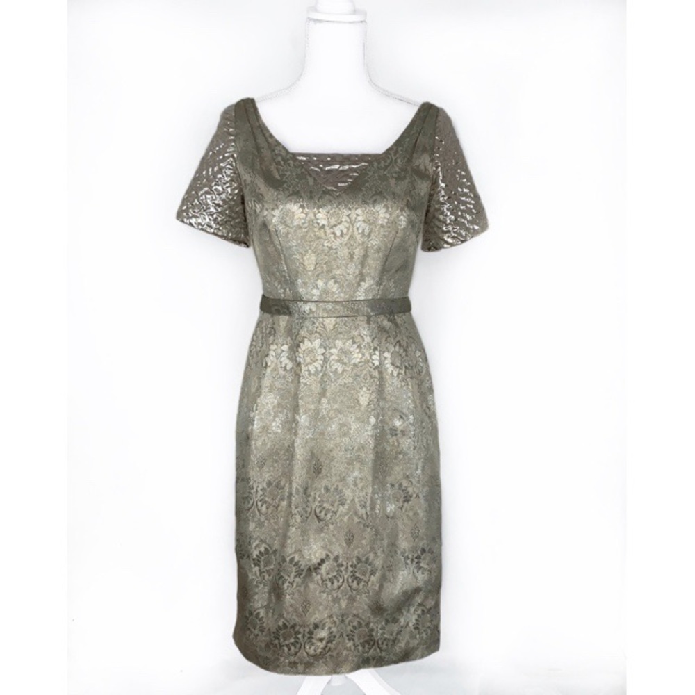 Priscilla of Boston gold patterned dress Size 8